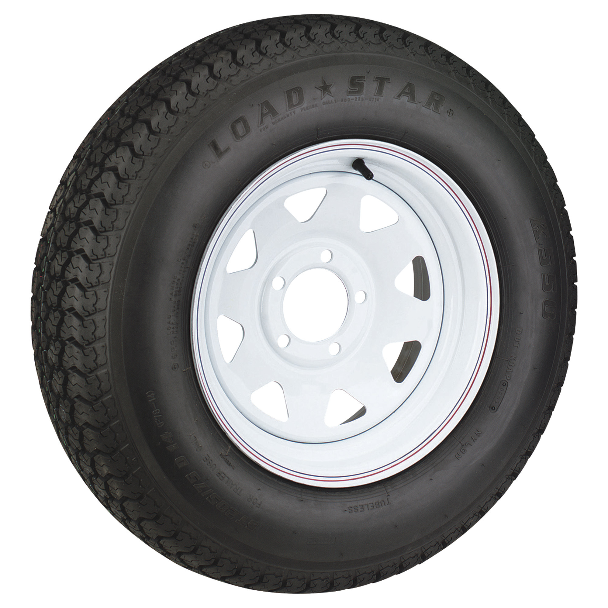 Kenda Loadstar 14in. Radial Trailer Tire and Wheel Assembly, ST215/75R-14, 5-Hole, Load Range C, Model# DM215R4C-5CIN